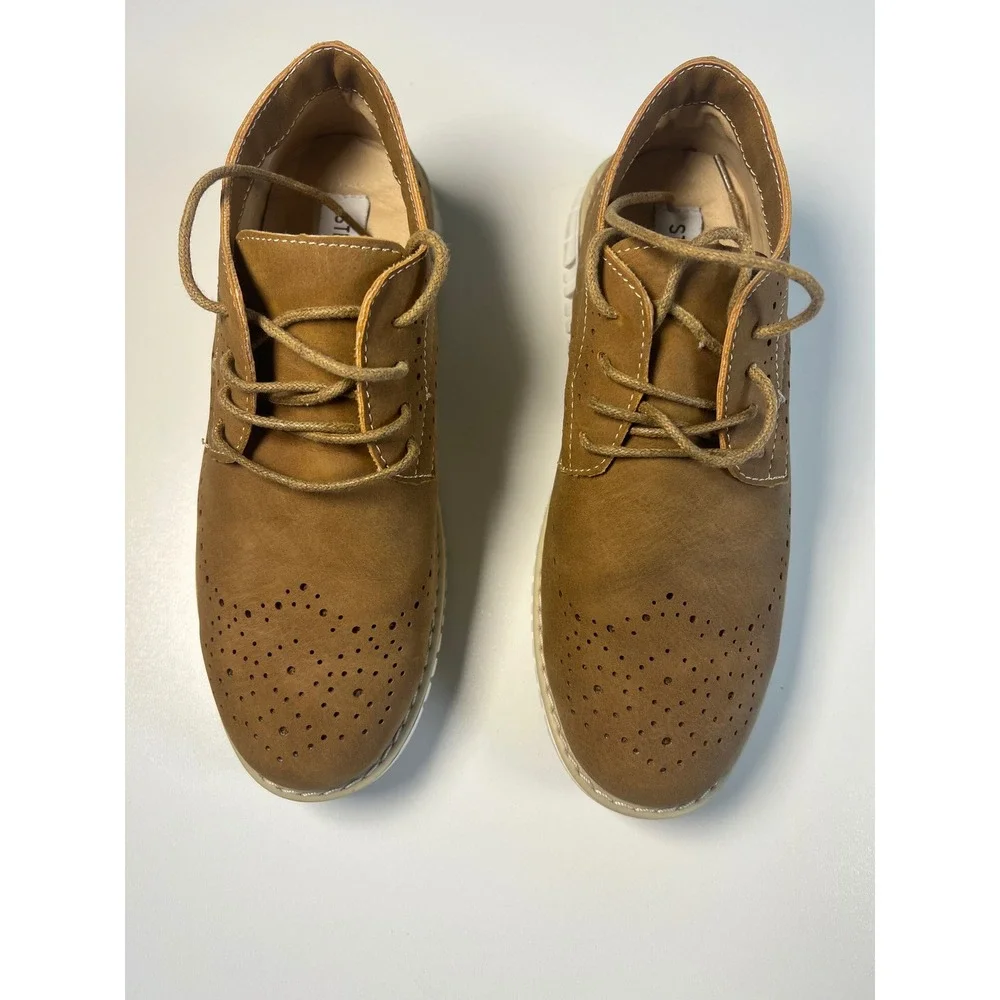 Steve Madden Kids Brown Faux‎ Leather Lace Up Oxford Dress ShoesSz 4 unisex